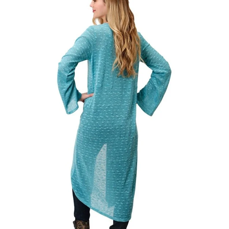 Roper Western Sweater Womens Cardigan Teal 03-058-0514-6112 BU Contemporary 