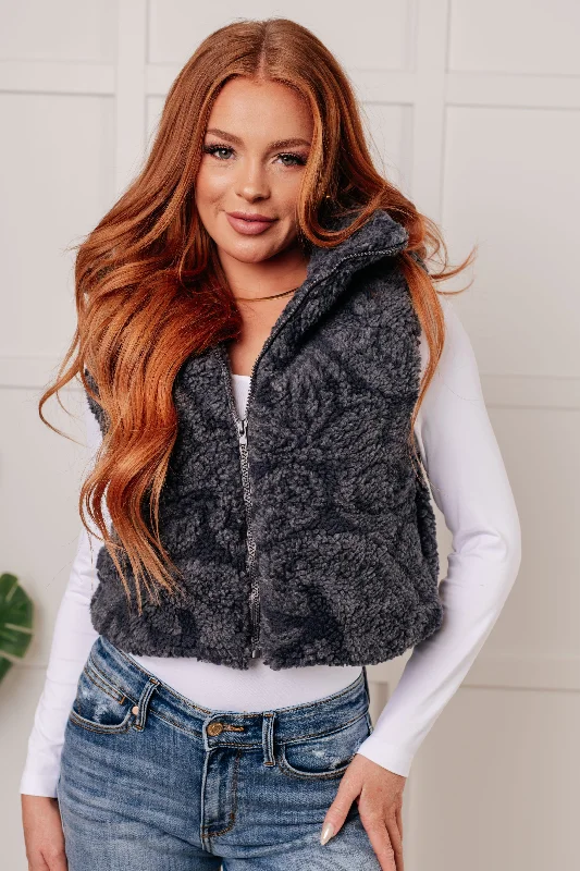 Just One More Layer Paisley Sherpa Print Vest Traditional Women's 
