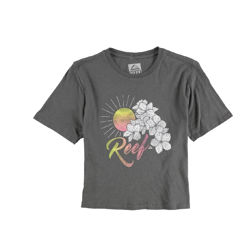 Reef Womens Sunshine And Flowers Graphic T-Shirt, Grey, X-Small Cozy Women's Winter